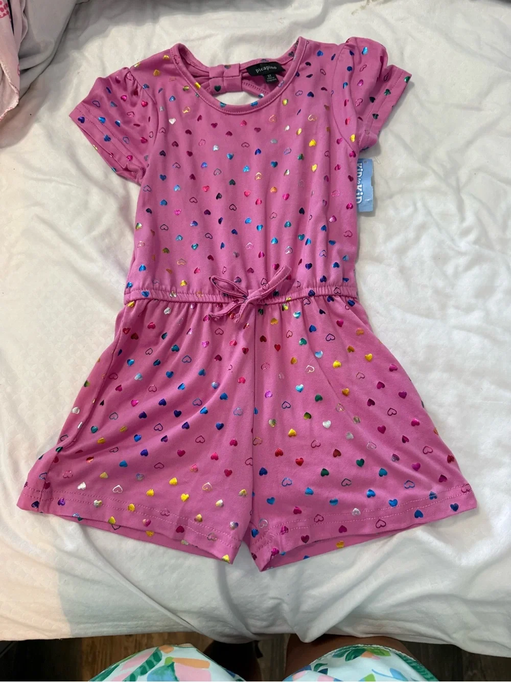 Carter's Pink Heart-Print Short Sleeve Romper